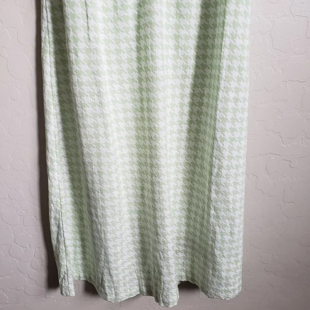 Roxy Summertime Feeling Smocked Midi Dress Houndstooth Green/White Sz Small NEW - Picture 4 of 12
